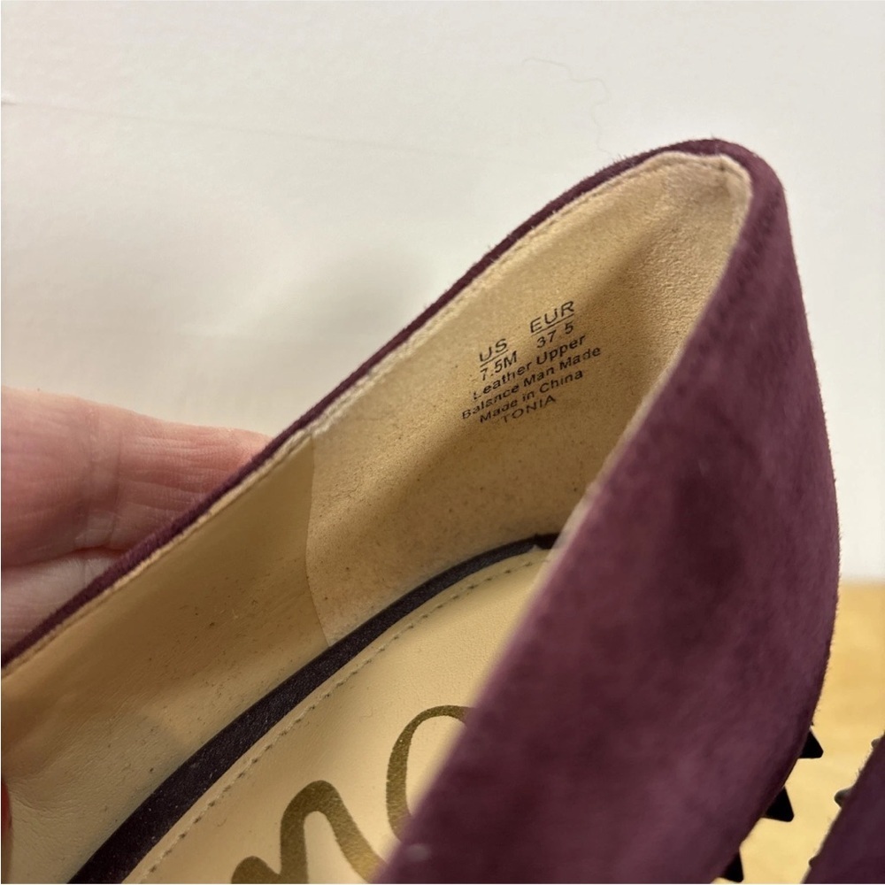 Sam Edelman Women’s Size 7.5M Tonia Burgundy Suede Spike Heels - Picture 6 of 9